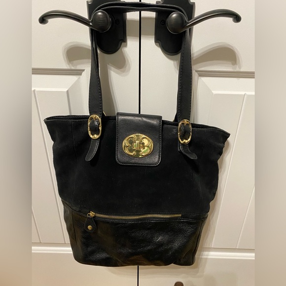 Emma Fox large leather and suede shoulder bag - Picture 1 of 9